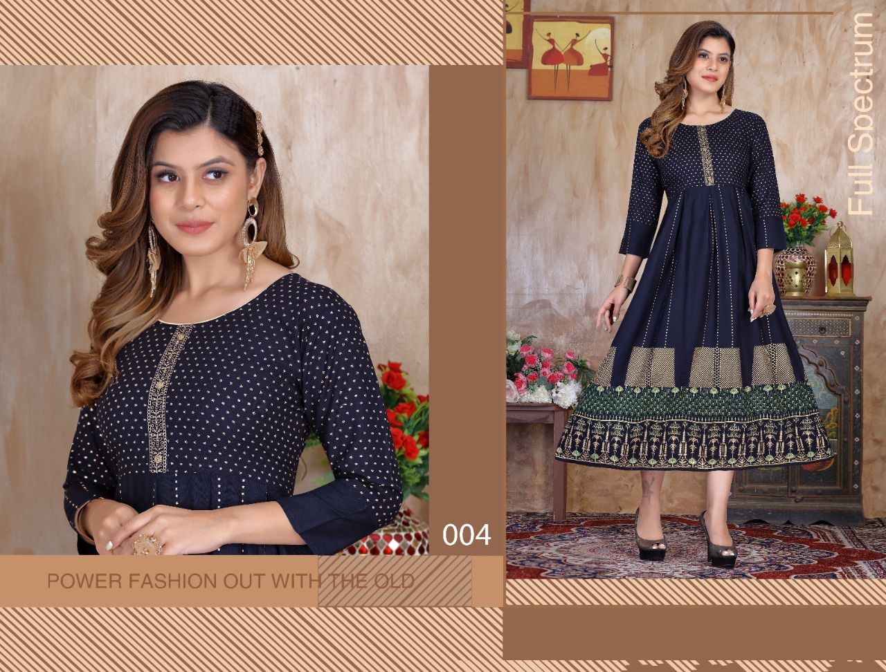 Golden Natural Beauty 1 New Fancy Wear rayon Designer Kurti Collection